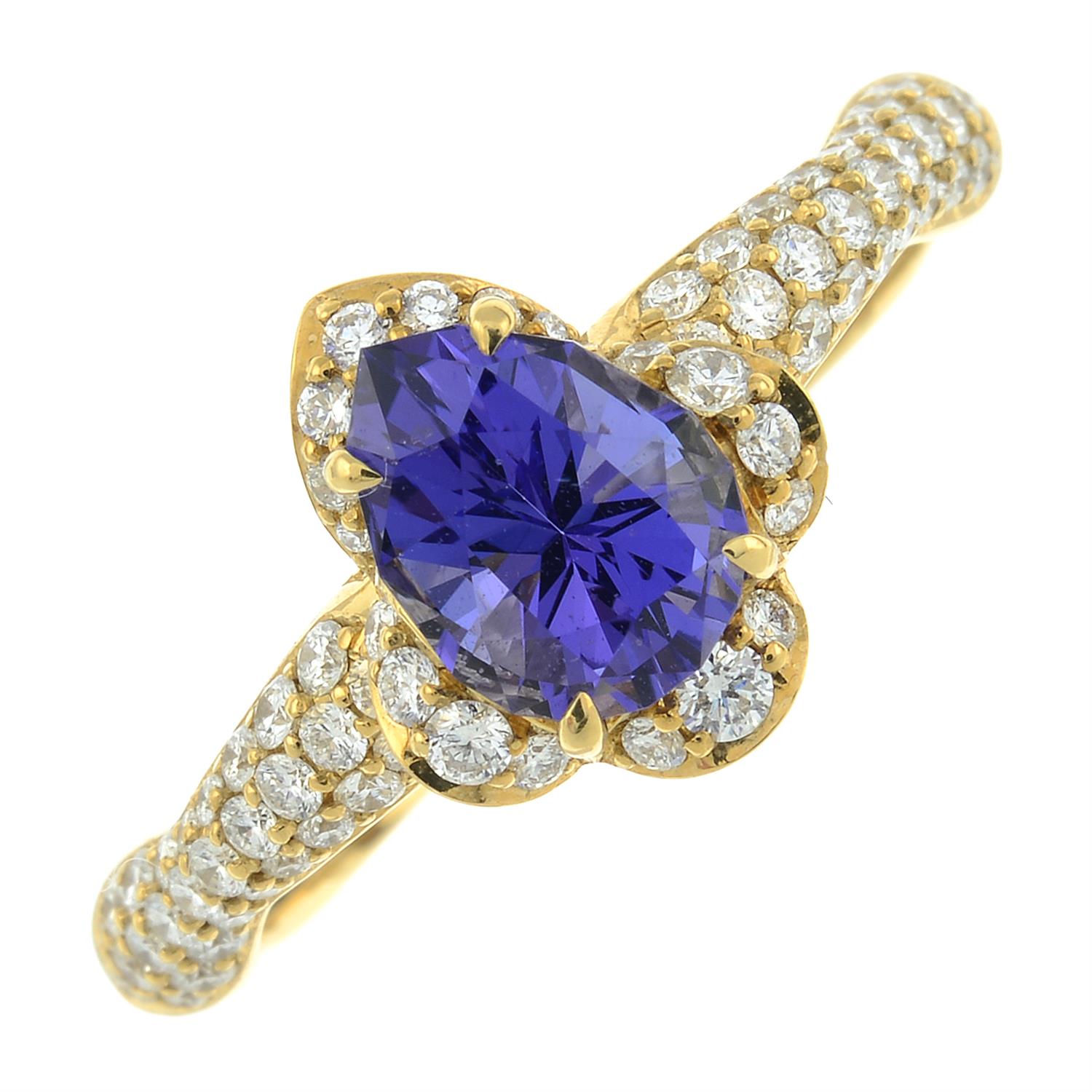 An 18ct gold tanzanite and diamond ring, by Kat Florence. - Bild 2 aus 7