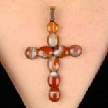 A late Georgian gold agate cross pendant.