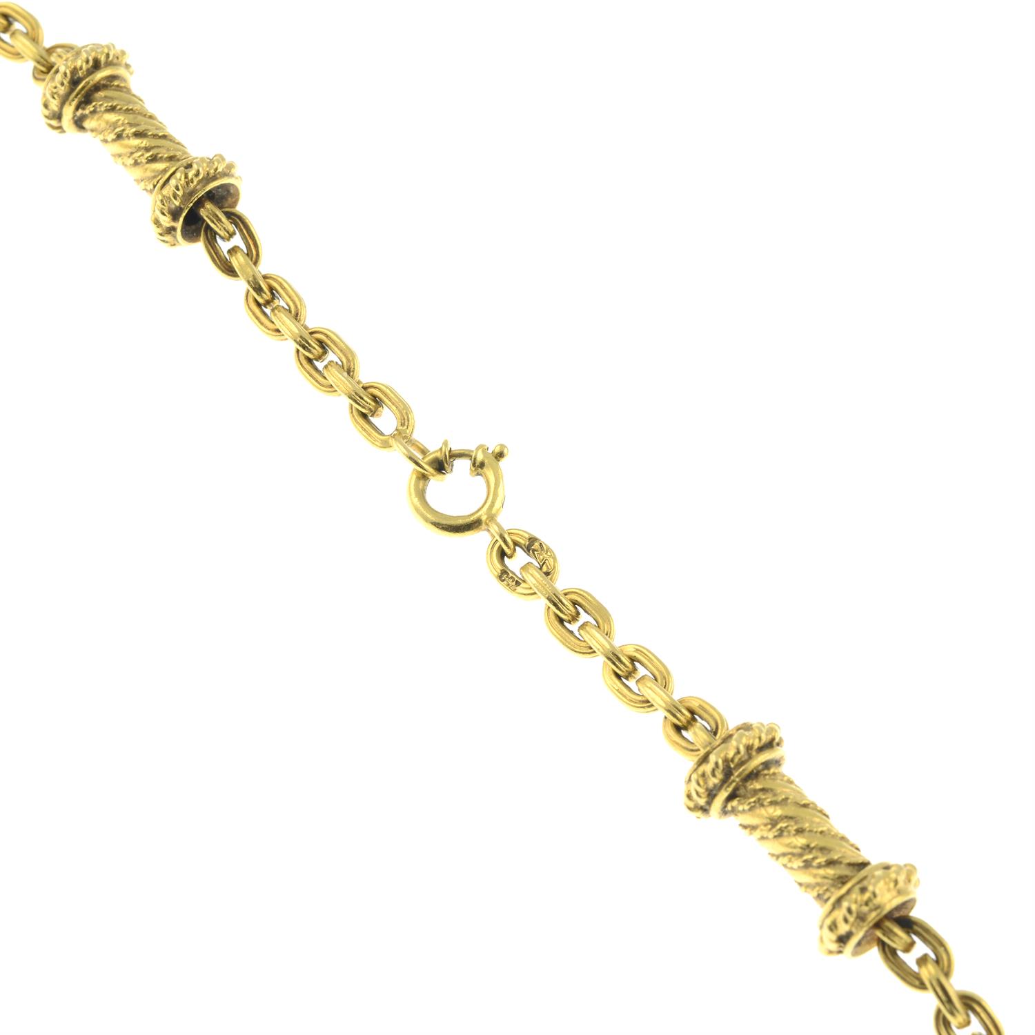 A reeded trace-link chain with rope-twist barrel, spacers. - Bild 3 aus 5