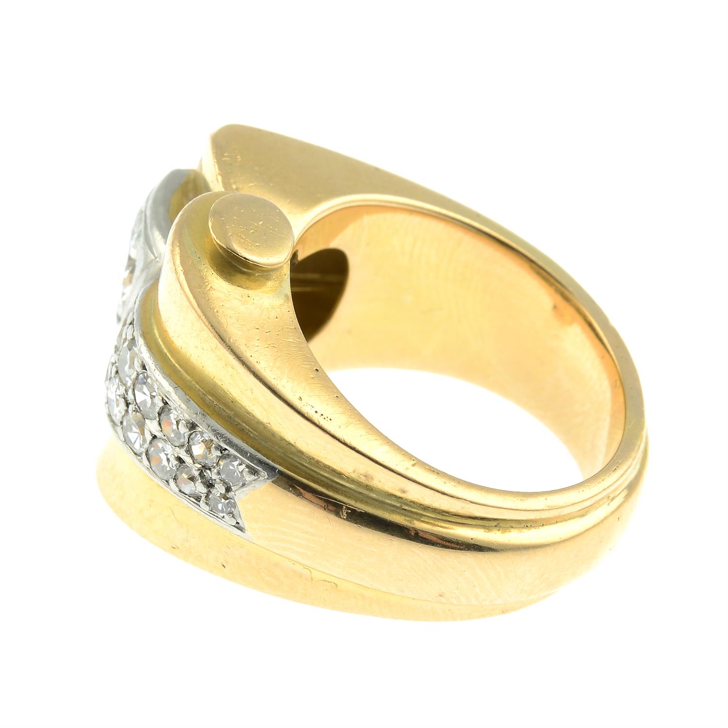 A mid 20th century 18ct gold diamond cocktail ring. - Bild 3 aus 7