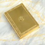 A 1920s 18ct gold case, modelled as a book, by Wright & Davies, signed Cartier.