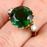 A tourmaline and brilliant-cut diamond ring.