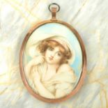 A 19th century portrait miniature of a girl, with 9ct gold mount.