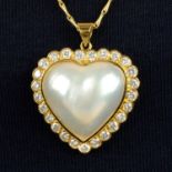 An 18ct gold brilliant-cut diamond mabé pearl heart pendant, by Boodles and Dunthorne with