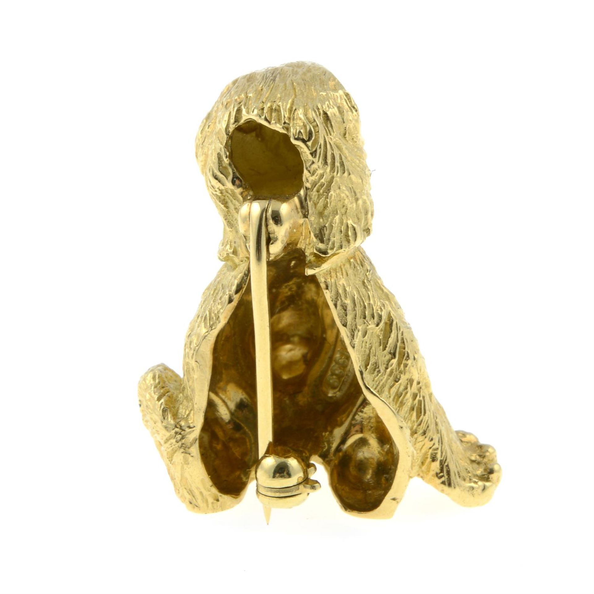 A puppy brooch, with sapphire eyes and brilliant-cut diamond hinged dog tag, by Tiffany & Co. - Image 4 of 6