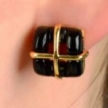 A pair of 18ct gold black jade buckle earrings, by Tiffany & Co.