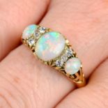 An early 20th century 18ct gold opal and old-cut diamond ring.