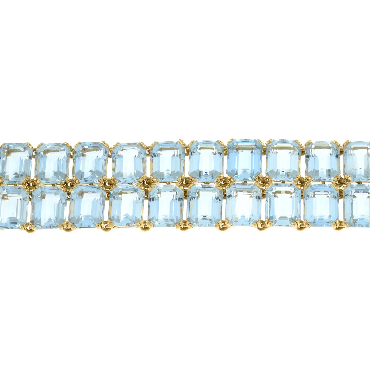 An aquamarine two-row bracelet. - Bild 2 aus 4