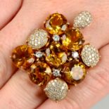 A citrine and diamond cocktail ring, by Gavello.