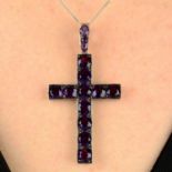 A Victorian silver and gold amethyst cross pendant.