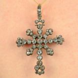 An early to mid 19th century, silver and gold vari-cut diamond cross pendant/brooch.