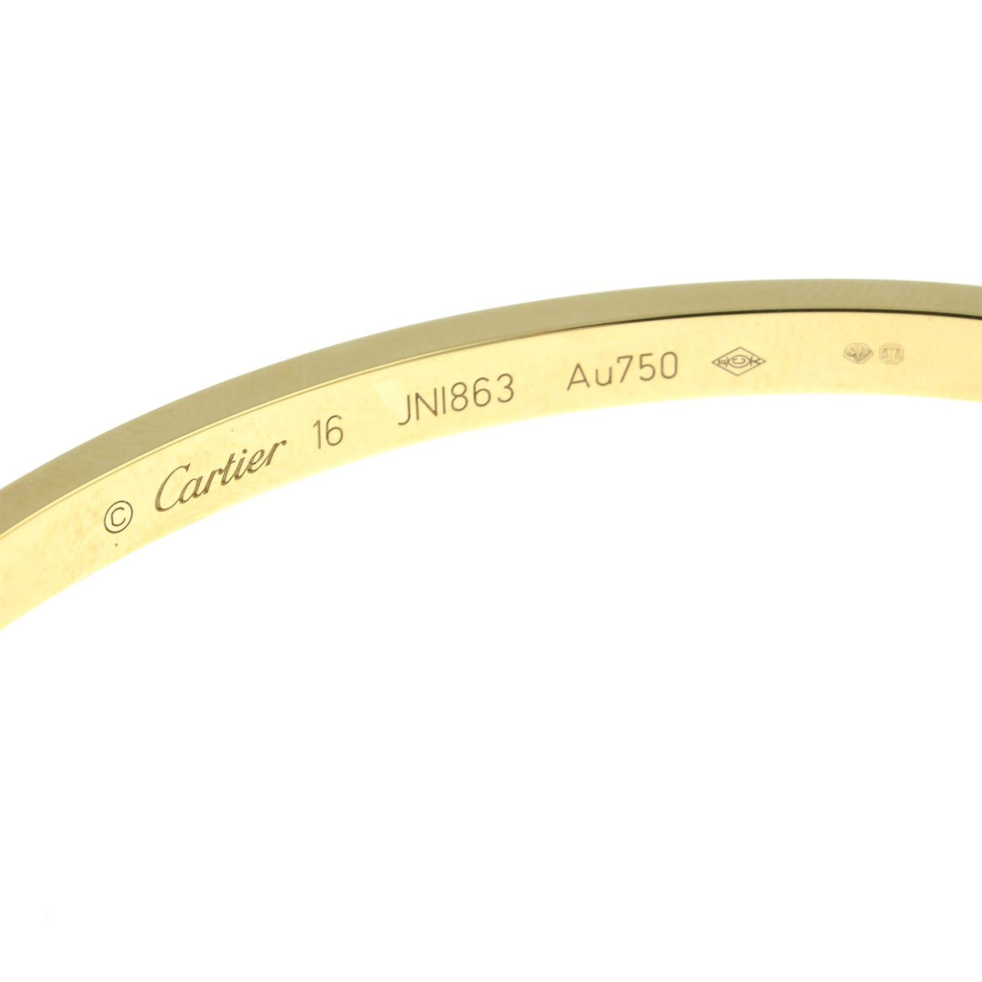 An 18ct gold 'Love' bangle, by Cartier. - Image 3 of 5