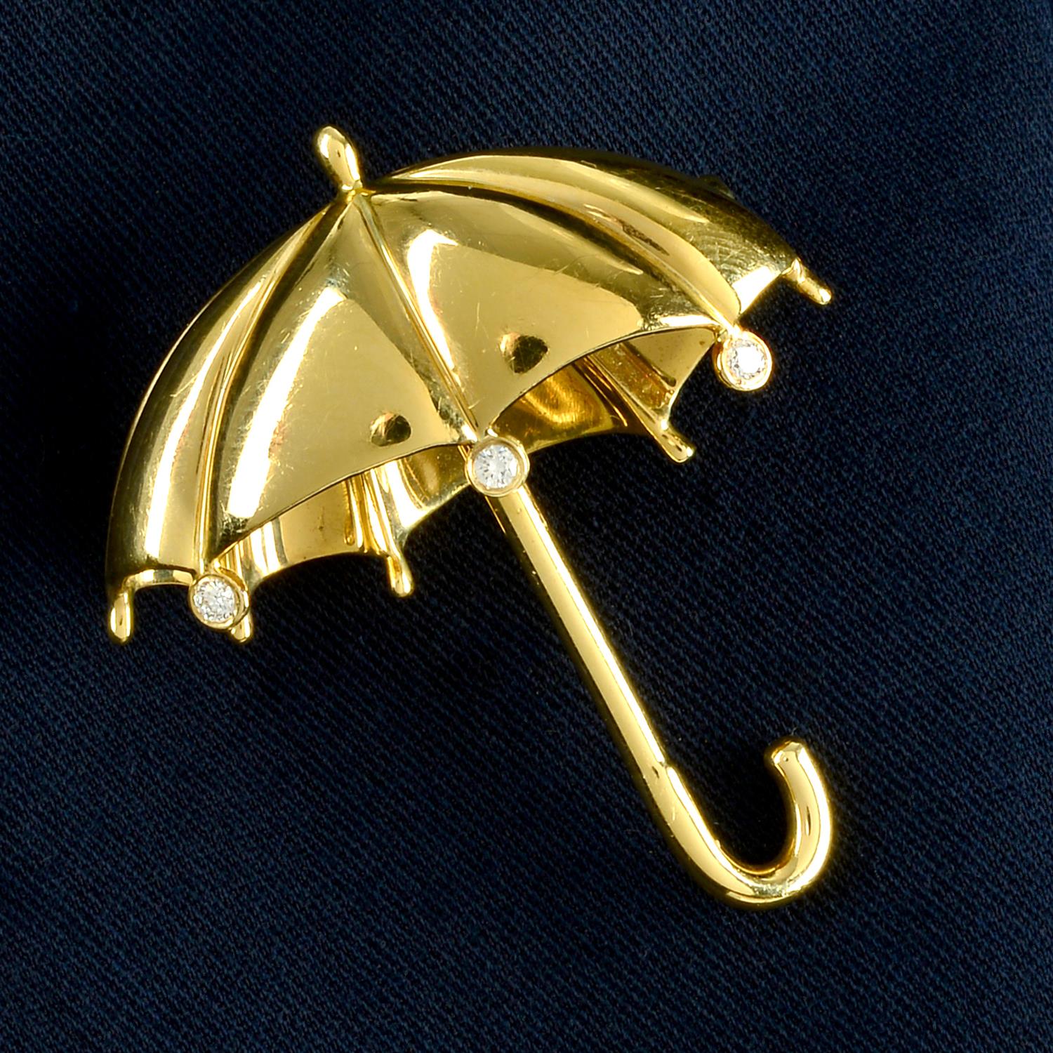 A brilliant-cut diamond umbrella brooch, by Tiffany & Co.