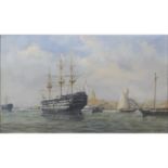 E. Rubins, oil painting on canvas of H. M. S Victory
