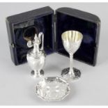 A Victorian silver travelling communion set in fitted presentation case.