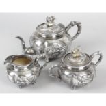 A Chinese export silver tea set by Wang Hing & Co. (a/f).