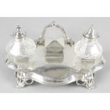 A Victorian silver inkstand.