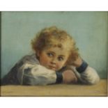 A. Mangredien (19th century), oil painting on canvas, signed portrait of a young child