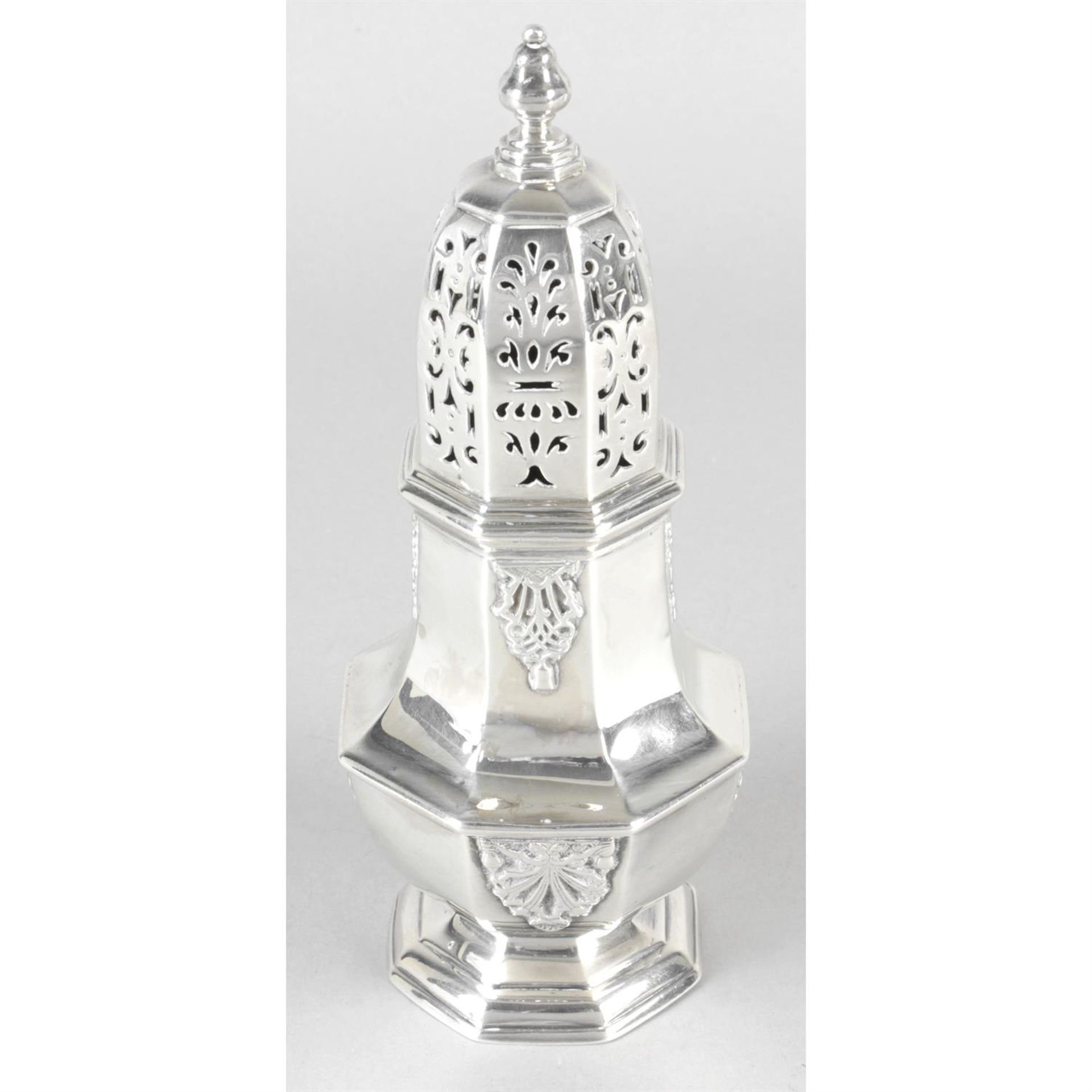 A late Victorian Britannia standard silver sugar caster.