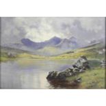 A Oliver (1886 - 1921), oil on board depicting a view of Snowdon, North Wales.