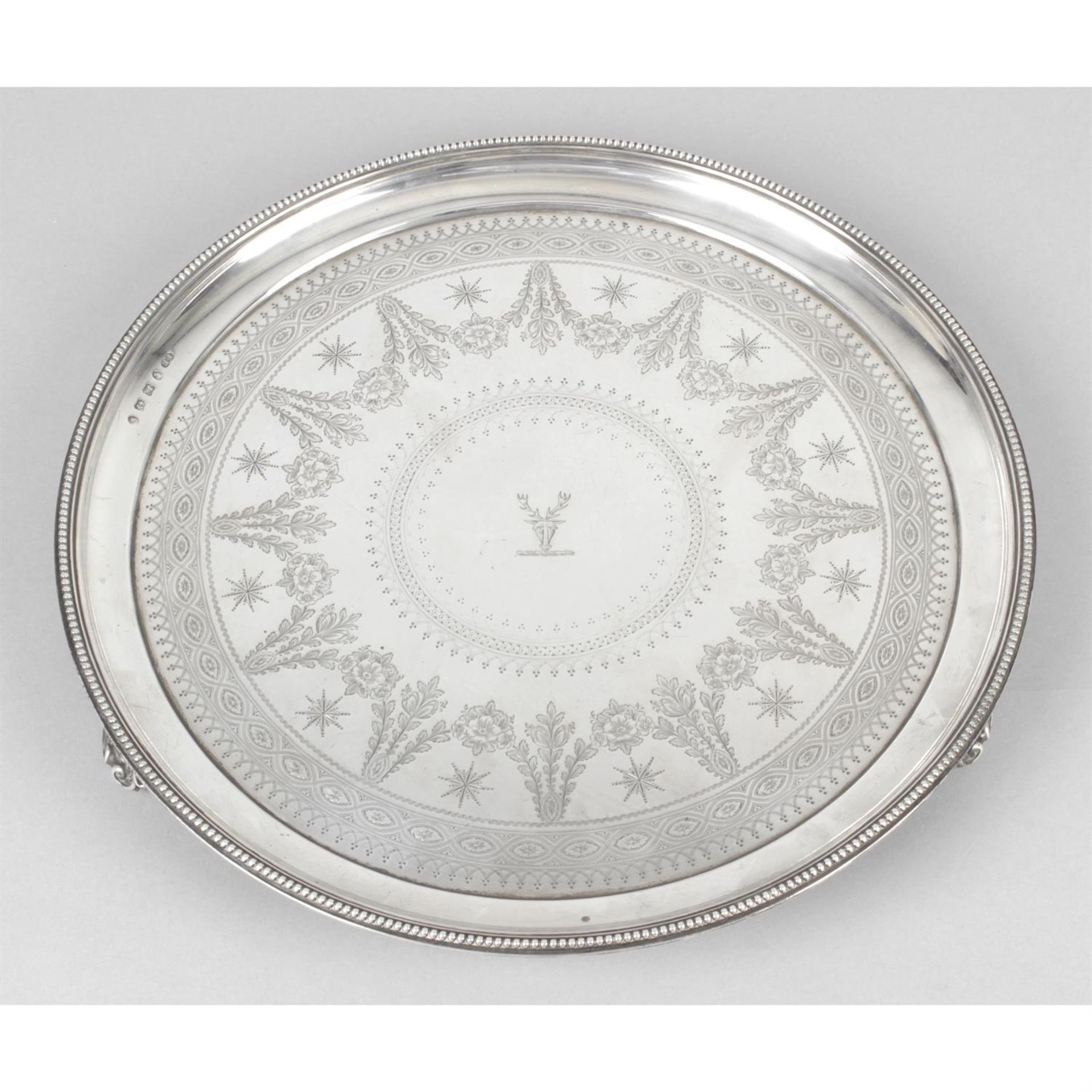 A Victorian silver salver.