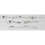 Five silver preserve spoons and two additional silver spoons. (7).