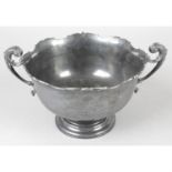 A 1930's silver twin-handled pedestal bowl.