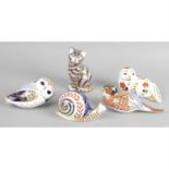 Royal Crown Derby bone china paperweights and figurines. (5).