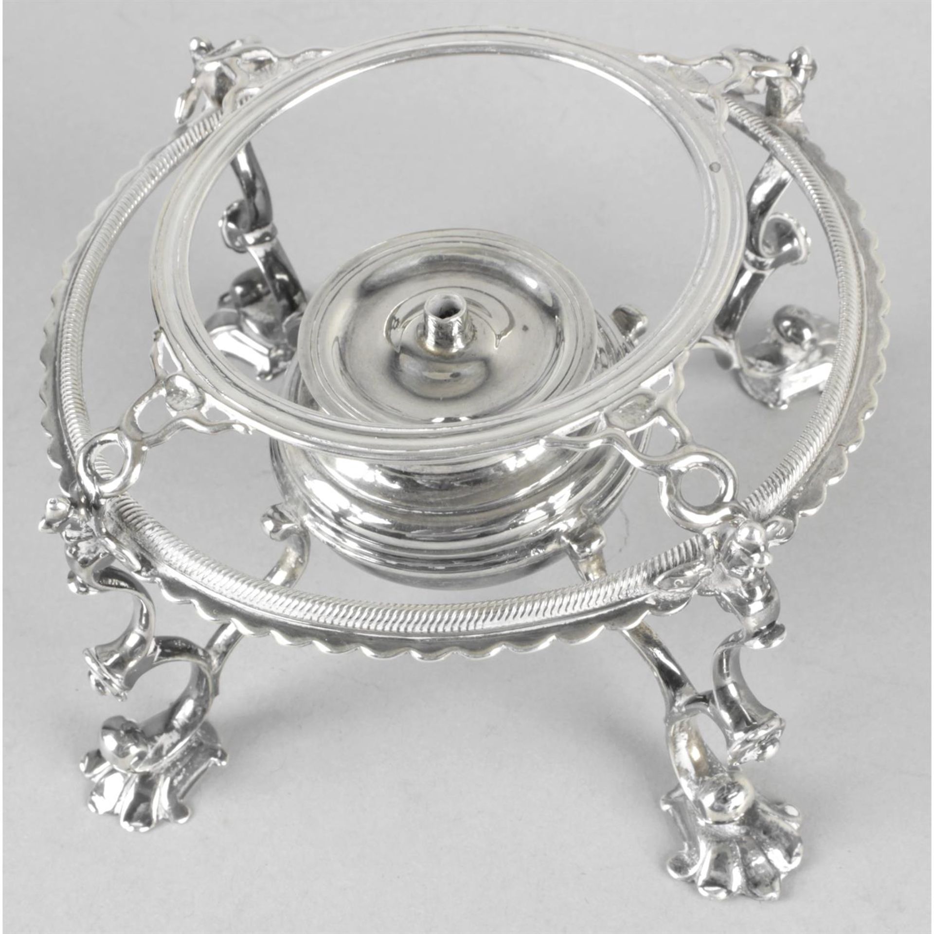 A George II silver tea kettle on stand. - Image 2 of 5