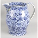 A large antique Chinese export blue and white transfer decorated jug, together with a Chinese