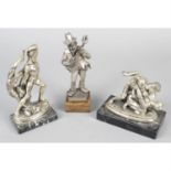 Two modern Italian figural groups, together with a figure of a musician, a bust of Mozart and a