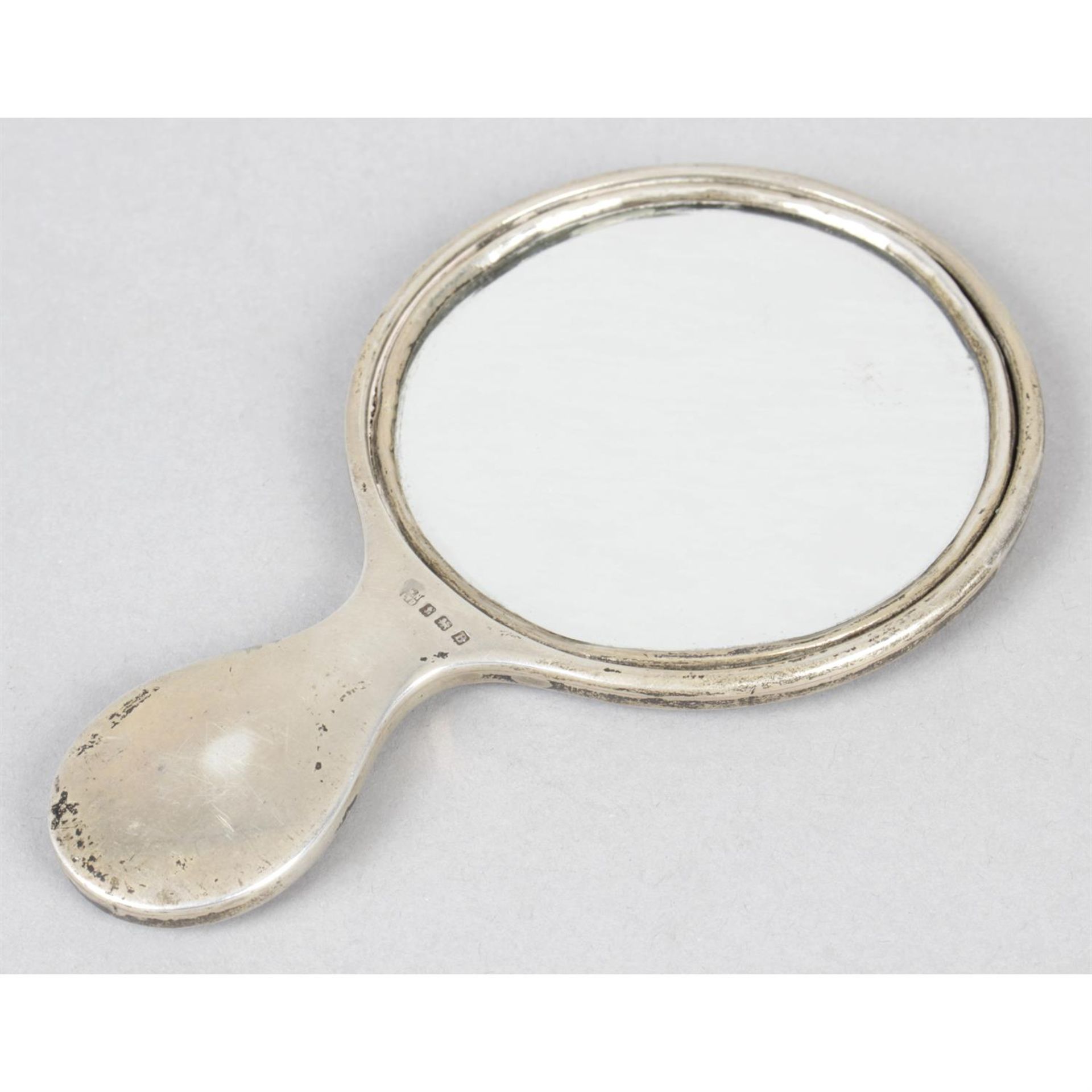 A 1920's silver mounted and enamel small hand-held mirror. - Image 2 of 3