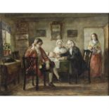 Alfred Rankley (1819-1872), an oil painting on canvas depicting figures at a table,