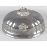 A silver plated meat cover, together with four plates & a pair of small pedestal dishes. (7).