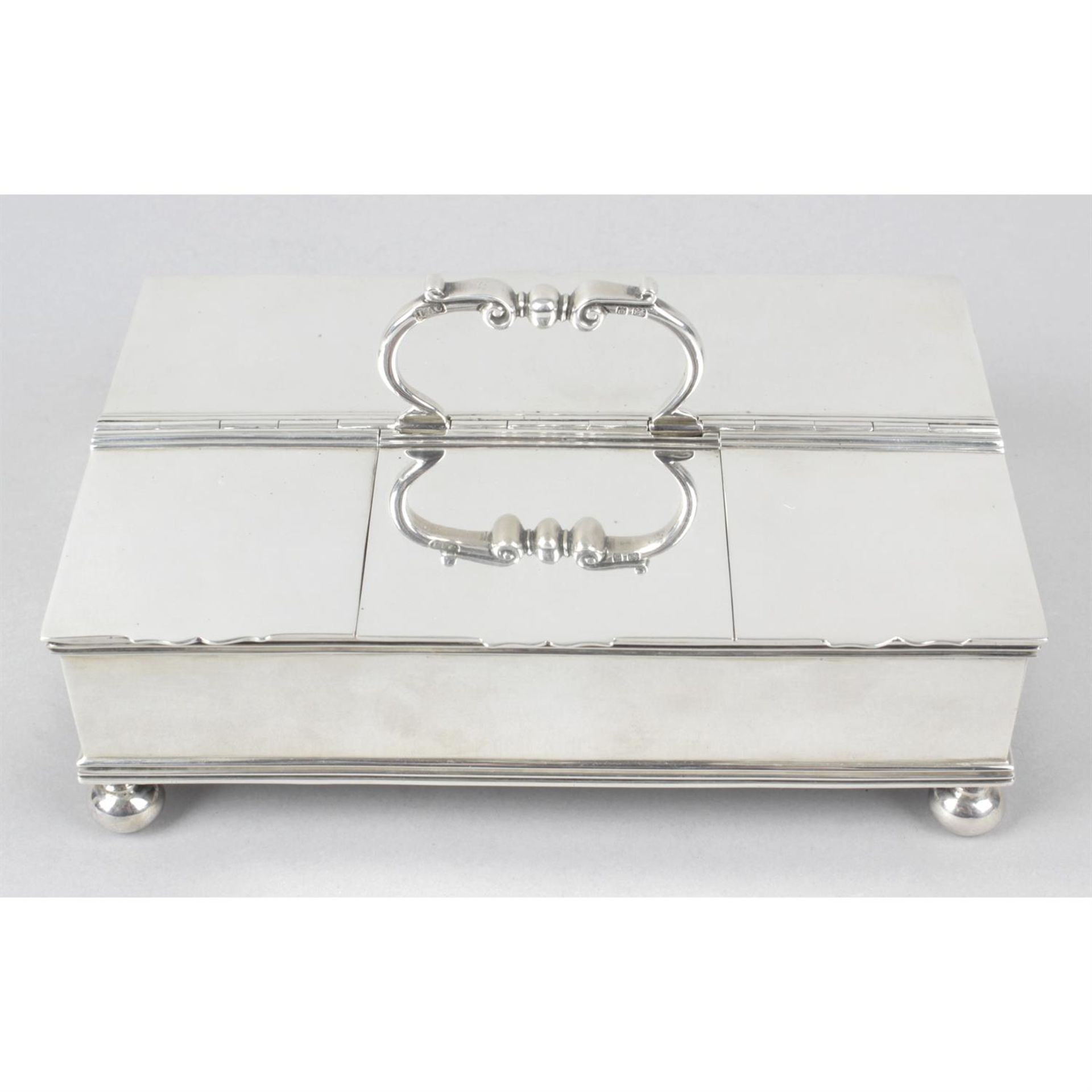 A Geoge V silver treasury inkstand.