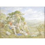 20th century English school , oil on board, 'The Picnic'.