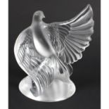 A Lalique frosted and clear figure modelled as a dove.