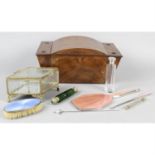 A selection of items to include a Regency work box, a glass trinket box, a Stratton compact and