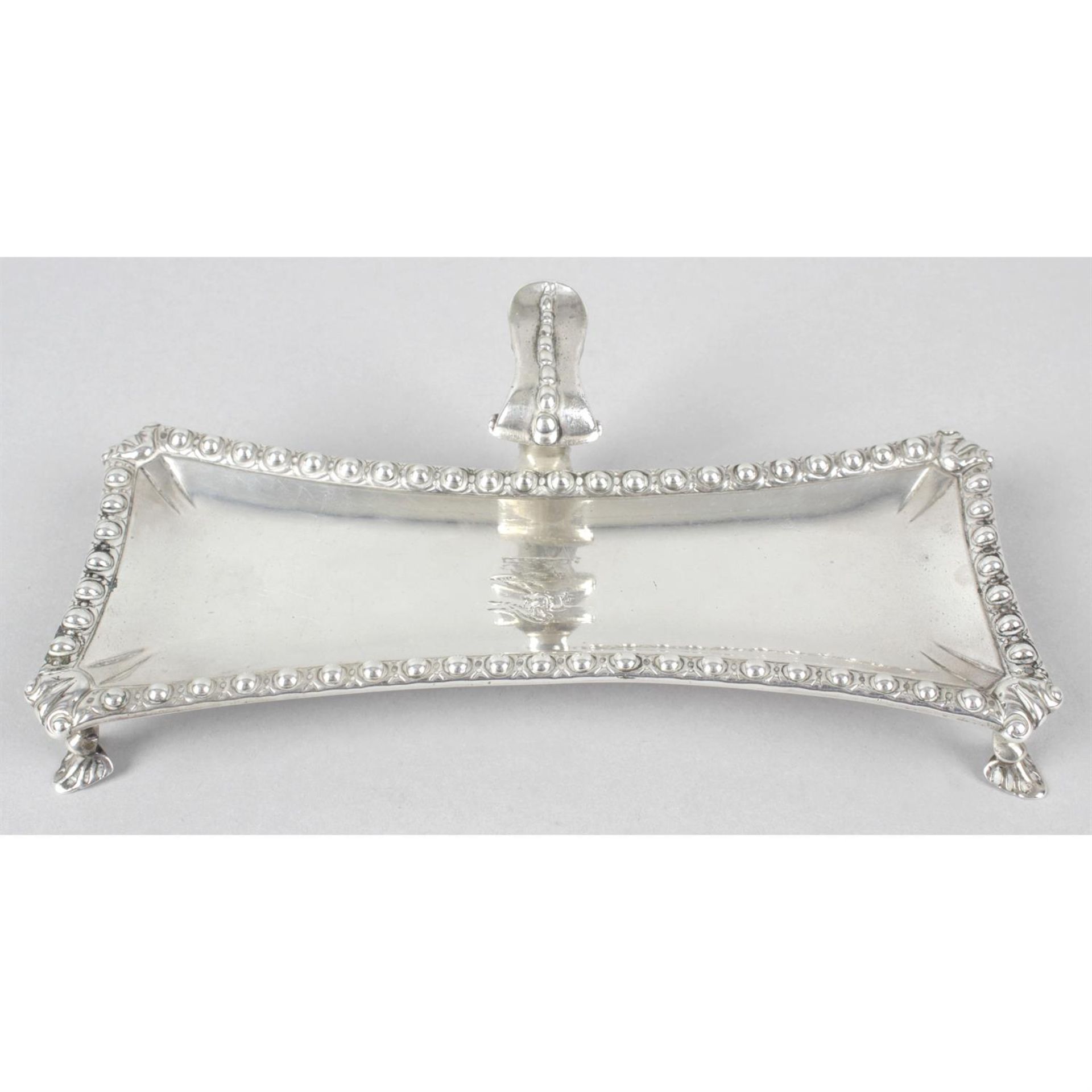 A George III silver snuffers' tray.