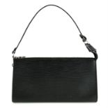 LOUIS VUITTON- a 2005 Black Epi Porchette Accessories leather bag.