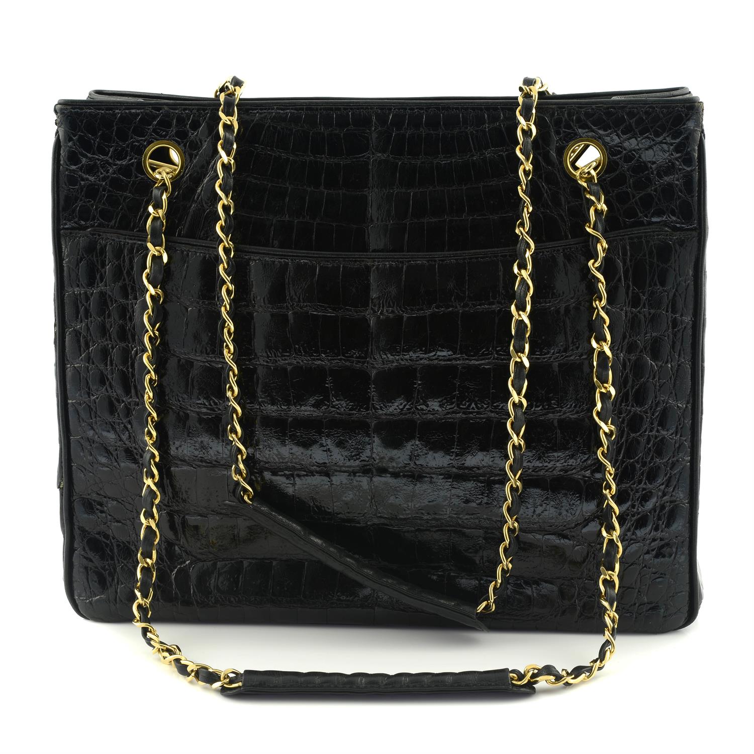 CHANEL - A black crocodile shoulder bag - Image 2 of 5