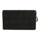 DIOR - a Lady Dior black Cannage lambskin clutch.