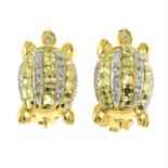 VALENTINO - A pair of vari-hue colour turtle earrings.