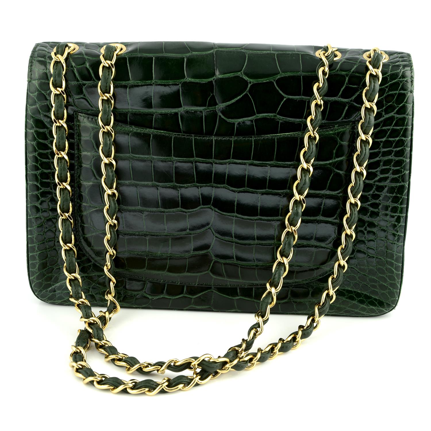 CHANEL - a green alligator Jumbo classic flap handbag. - Image 2 of 4