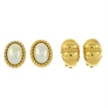 CHRISTIAN DIOR - two pairs of clip-on earrings.