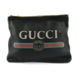 GUCCI- a leather portfolio clutch bag.