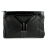 YVES SAINT LAURENT - a vintage black leather clutch bag.