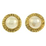 CHANEL - a pair of imitation circular-shape clip-on earrings.