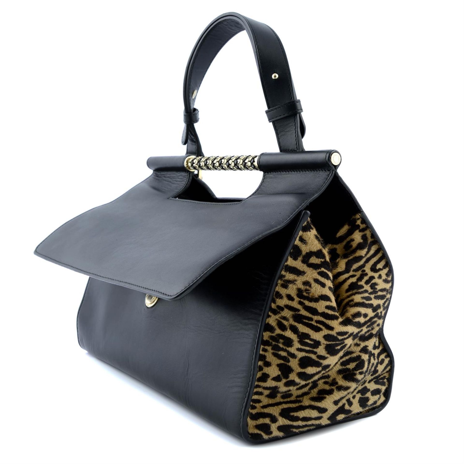 BULGARI - a black leather Serpenti handbag. - Image 2 of 5