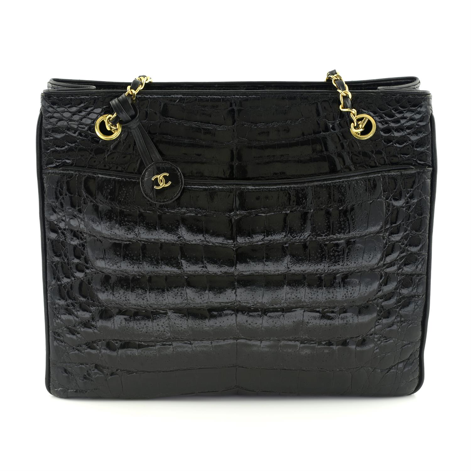 CHANEL - A black crocodile shoulder bag